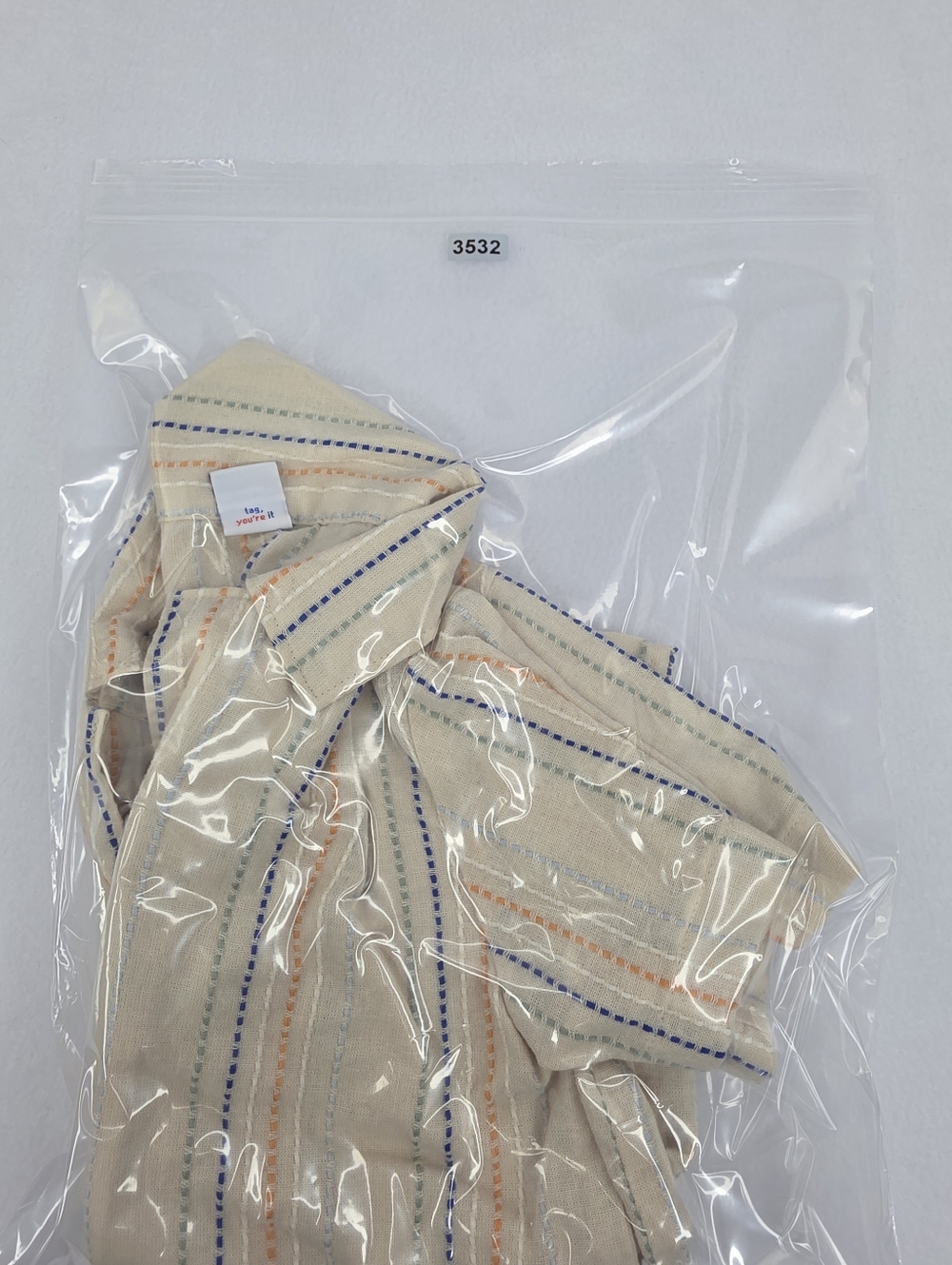 Old Navy Boy's Cream Short-Sleeve Button-Up Shirt with Stripes Size 3T AL-3532 - Picture 6 of 6